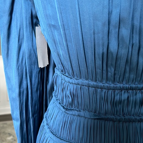 Maje Riannette Satin Maxi Dress in Blue sz 2 415$ - Picture 10 of 14